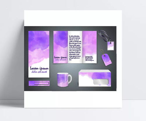 紫色水彩VI模板 企業品牌形象的靈動之選